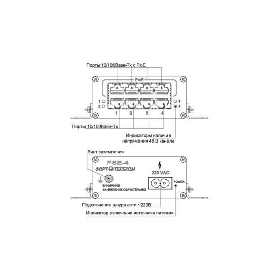 Инжектор 4-портовый TFortis FSE-4B