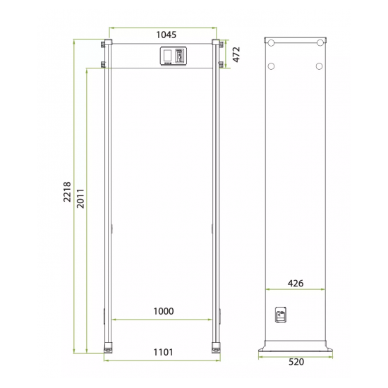ZKTeco AMD1800 (1000 мм) стационарный арочный металлодетектор ZKTeco AMD1800