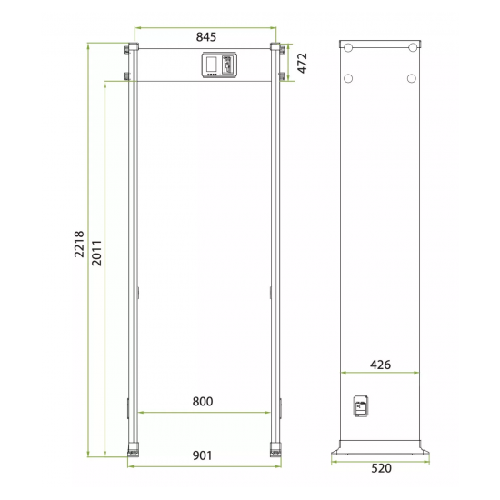 ZKTeco AMD1800 (800 мм) стационарный арочный металлодетектор ZKTeco AMD1800